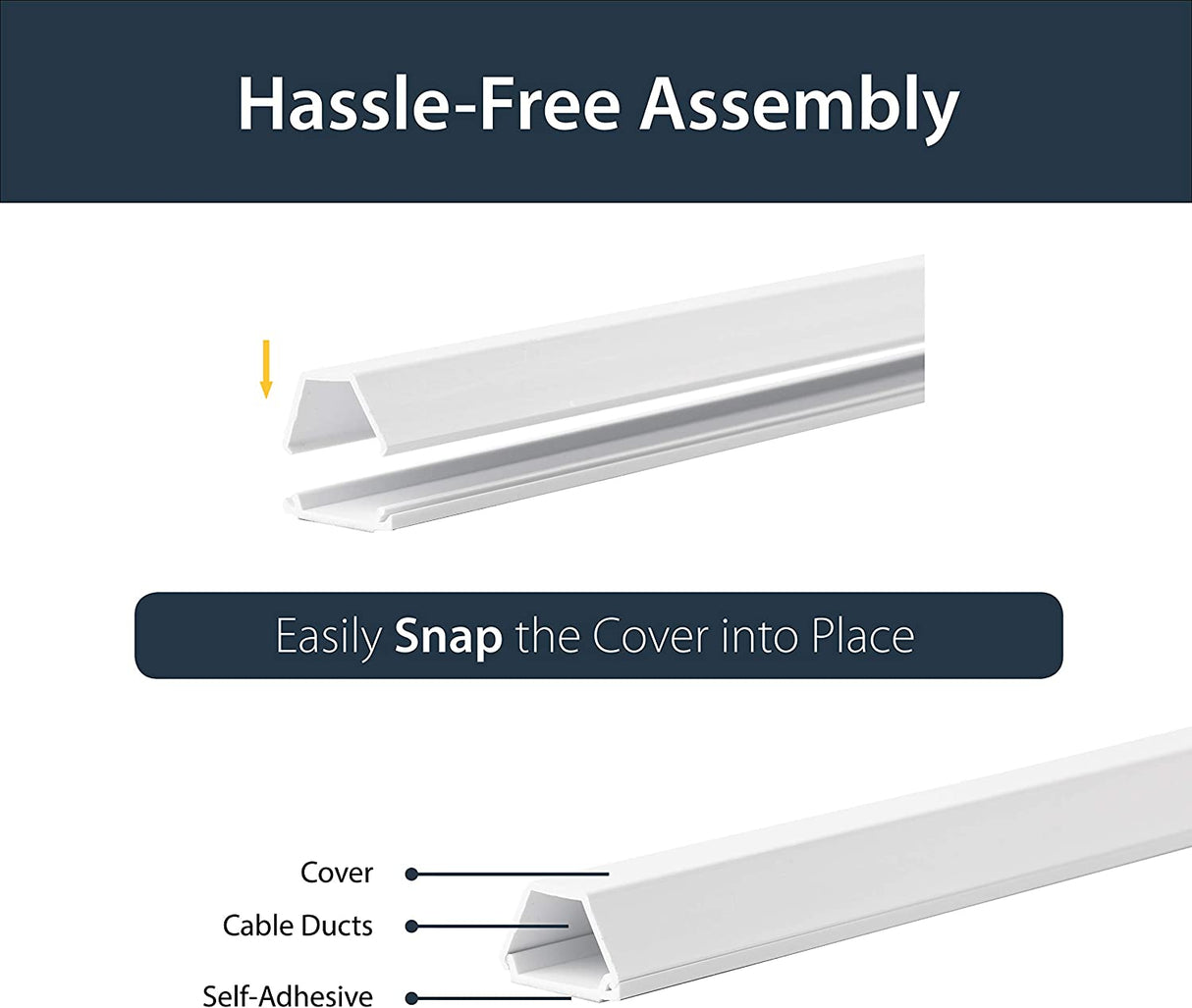 StarTech.com 6 ft 2 Piece Cable Raceway Duct - White 0.7in x 0.6in 6 ft / 2m Single