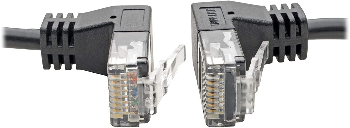 TRIPP LITE Cat6 Gigabit Patch Cable Snagless Right-Angle Utp Slim, 2', Black (N201-SR2-BK)