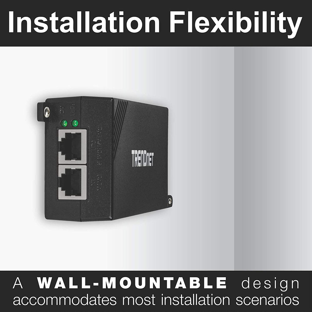 TRENDnet Gigabit Power Over Ethernet Plus Injector, Converts Non-Poe Gigabit To Poe+ Or PoE Gigabit, Supplies PoE (15.4W) Or PoE+ (30W) Power Network Distances Up To 100M (328 ft.), Black, TPE-115GI