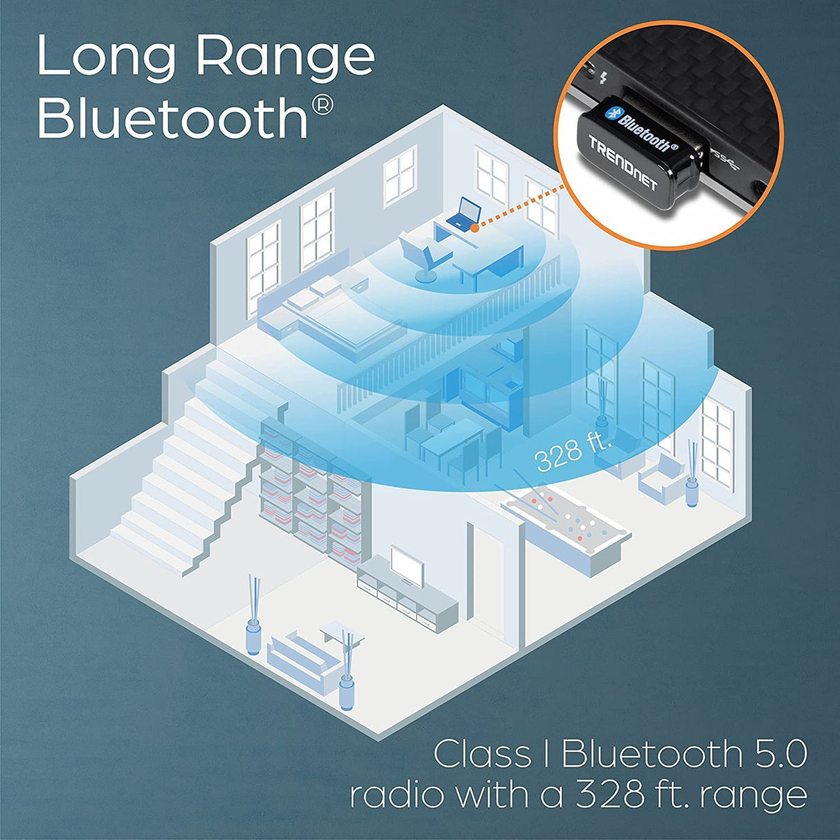 TRENDnet Micro Bluetooth 5.0 USB Adapter, Supports Basic Rate(BR), Bluetooth Low Energy(BLE), Enhanced Data Rate(EDR), 100m (328ft.) Range, Supports Windows OS, Black, TBW-110UB 100m (328ft.) Bluetooth 5.0