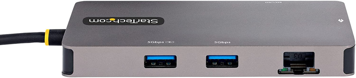 StarTech.com USB C Multiport Adapter, Dual HDMI Video, 4K 60Hz, 2Pt 5Gbps USB-A 3.1 Hub, 100W Power Delivery, GbE, SD/MicroSD, 12"/30cm Cable, Travel Dock, Laptop Docking Station (120B-USBC-MULTIPORT)
