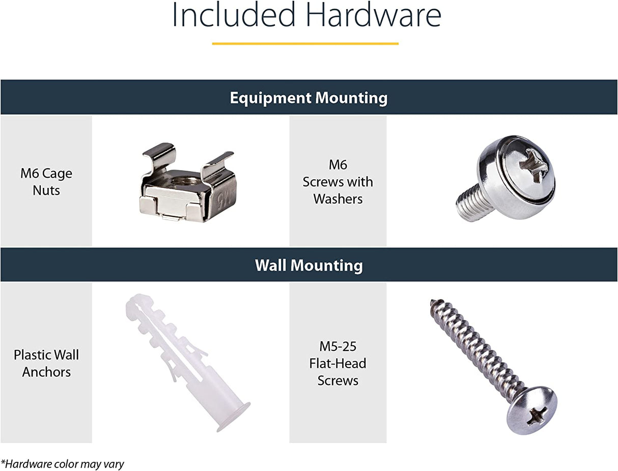 StarTech.com 4U Wall Mount Network Rack - 14 Inch Deep (Low Profile) - 19" Patch Panel Bracket for Shallow Server and IT Equipment, Network Switches - 44lbs/20kg Weight Capacity, Black (WALLMOUNT4) 4U Panel Bracket