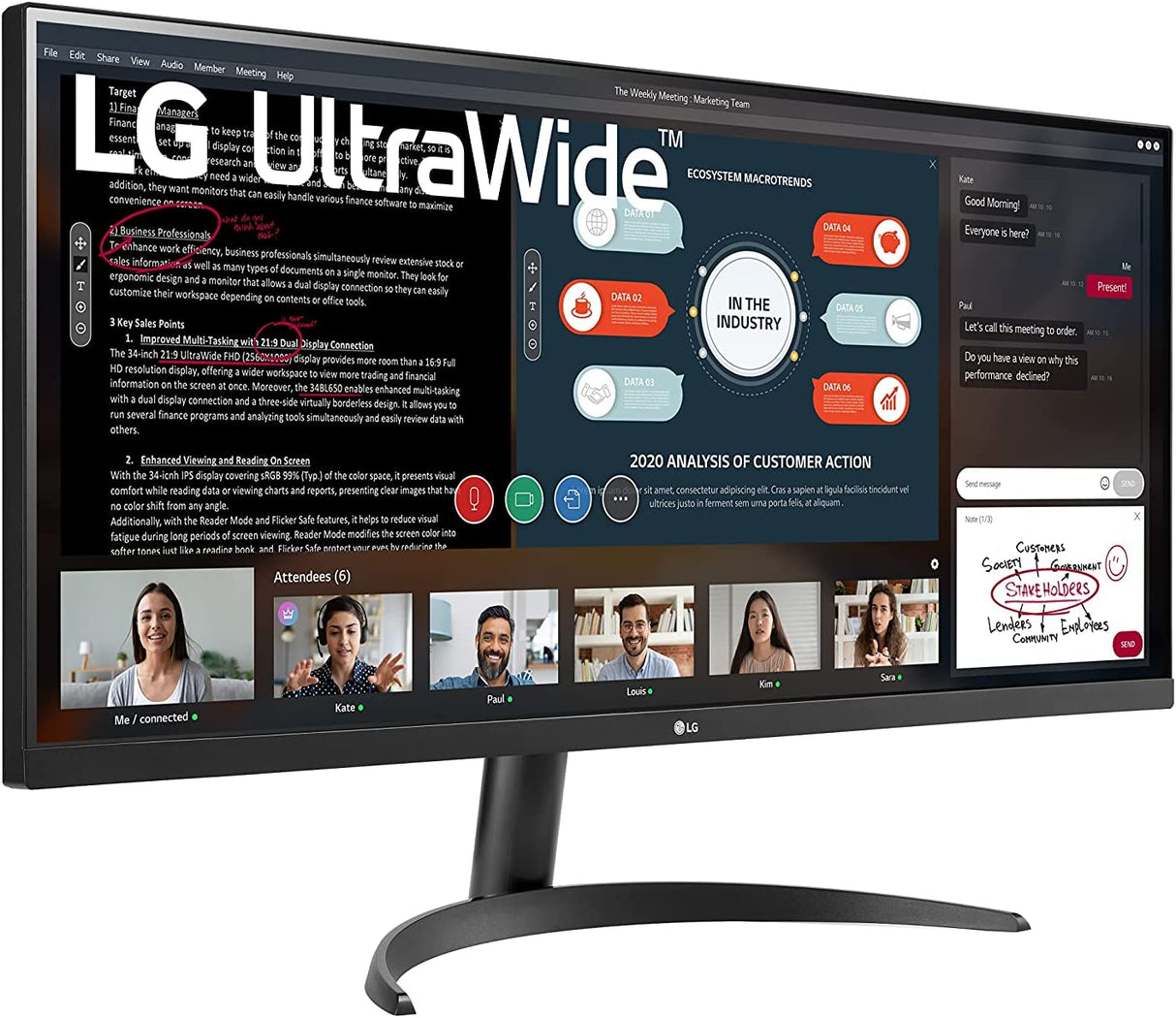 LG UltraWide 34WP500-B 34 Inch Full HD 5ms 75Hz IPS Wide Monitor, AMD FreeSync, Black