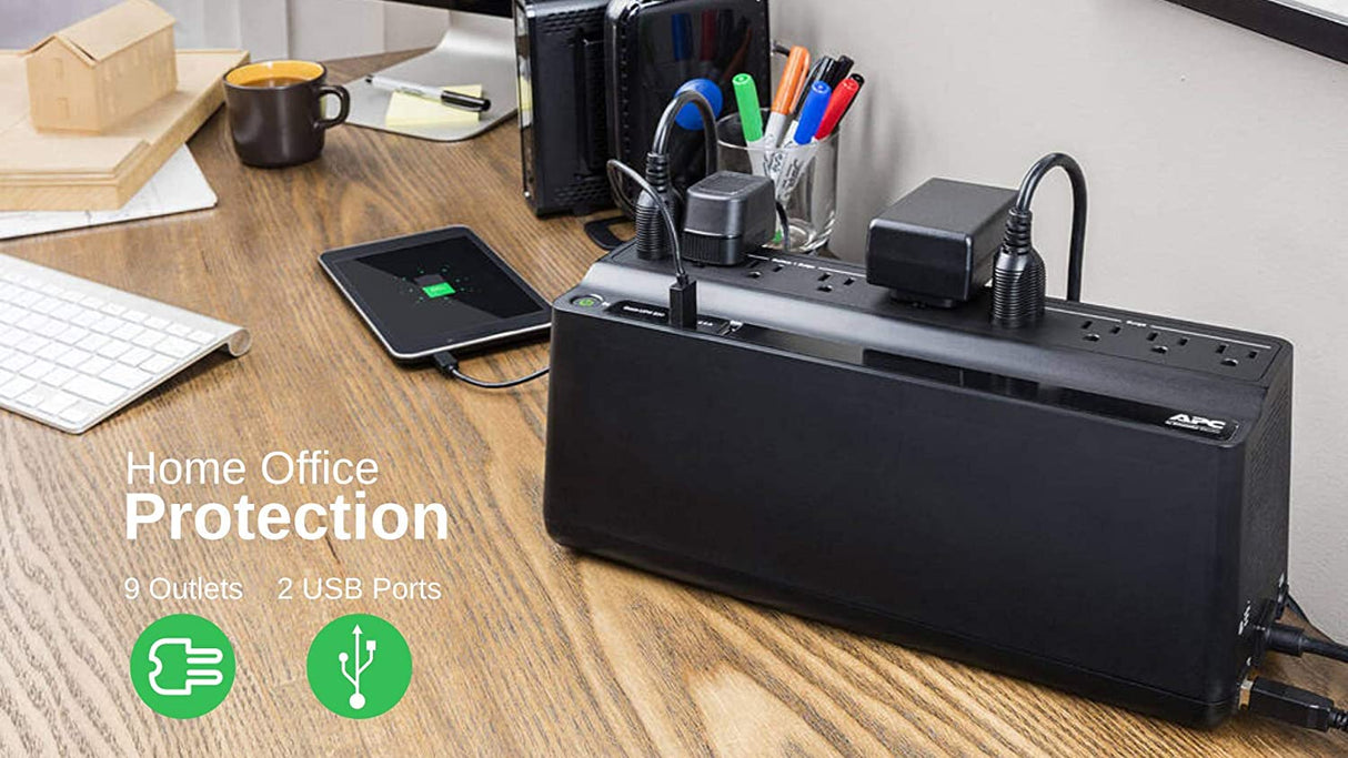 APC UPS Battery Backup and Surge Protector, 850VA Backup Battery Power Supply, BE850G2 Back-UPS with (2) USB Charger Ports 850VA Battery Backup w/USB