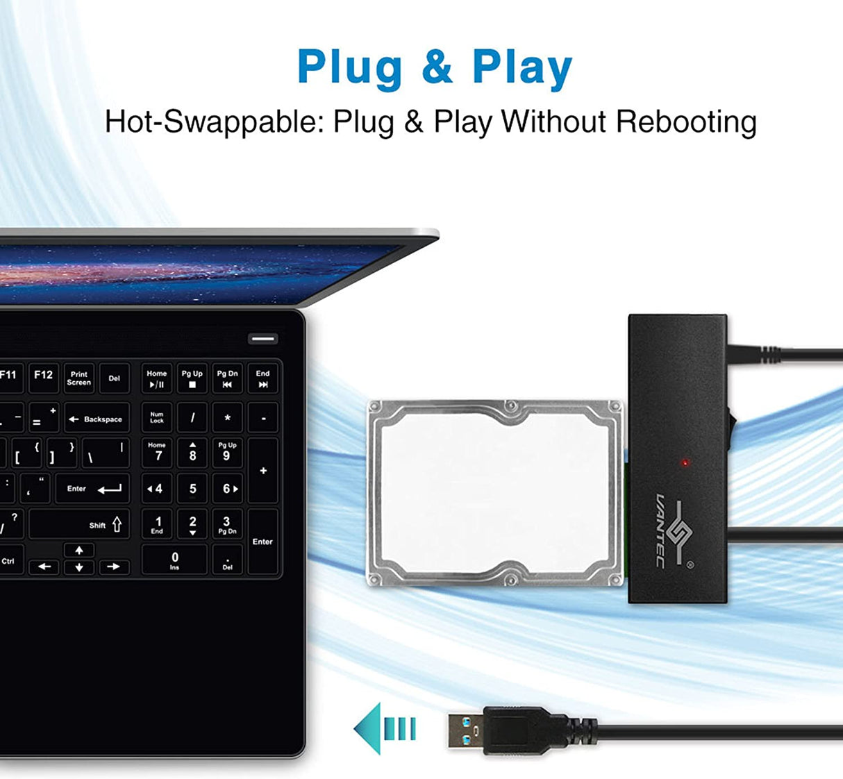 Vantec CB-ST00U3 NexStar USB 3.0 to SATA 6Gbps Optical/Storage Adapter, Black