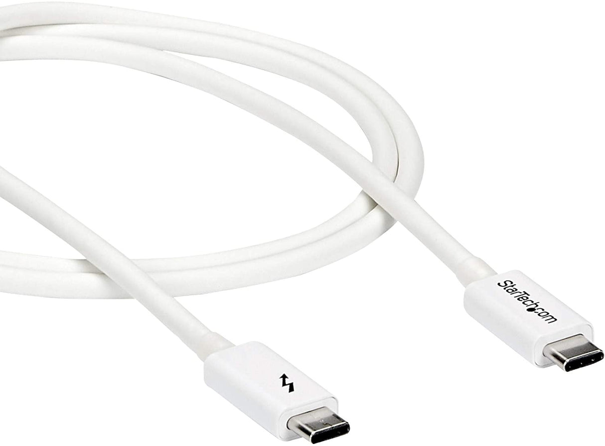StarTech.com 20Gbps Thunderbolt 3 Cable - 3.3ft/1m - White - 4k 60Hz - Certified TB3 USB-C to USB-C Charger Cord w/ 100W Power Delivery (TBLT3MM1MW),20Gbps - White 3ft 20Gbps | White