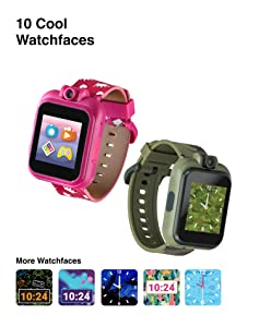 PlayZoom Kids Smartwatch 2 with Headphones Featuring a Swivel Selfie Camera, STEM Learning, 20+ Games, Audio Bedtime Stories, Store Music for Kids Toddlers Boys Girls Fuchsia Multi with Crown