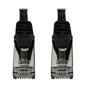 Tripp Lite Cat6a 10G Ethernet Cable, Snagless Molded Slim STP Network Patch Cable (RJ45 M/M), Black, 1 Foot / 0.3 Meters, Manufacturer's Warranty (N262-S01-BK) Black 1 Foot STP / Slim