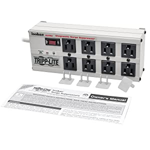 Tripp Lite ISOBAR8ULTRA Isobar 8 Outlet Surge Protector Power Strip, 12ft Cord, Right-Angle Plug, Metal Lifetime Limited Warranty & Dollar 50,000 Insurance White 8 Outlet 12 ft Cord Power Strip
