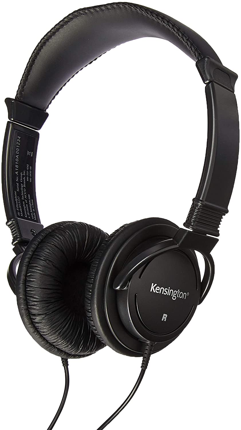 Kensington Products - Hi-fi Headphones, 40mm Drive, 9 Cord, Black - Sold as 1 EA - Hi-Fi Headphones feature powerful 40mm drivers to deliver a deep base and wider dynamic range for exceptional sound. The padded headband and plush sealed ear pads allow ho
