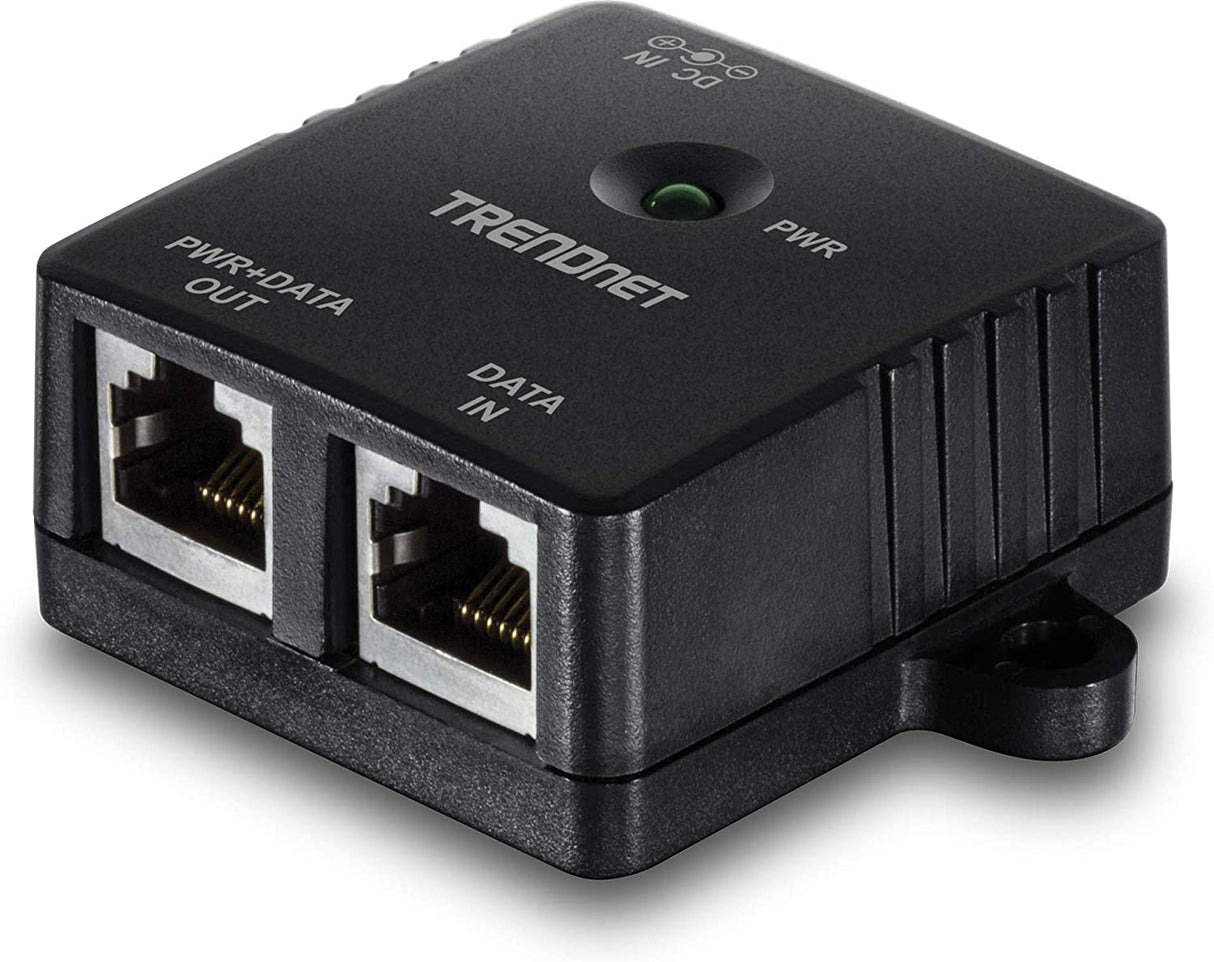 TRENDnet Gigabit Power Over Ethernet Injector, Full Duplex Gigabit Speeds, 1 x Gigabit Ethernet Port, 1 x PoE Gigabit Ethernet Port, Network Devices Up To 100M (328 ft), 15.4W, Black, TPE-113GI