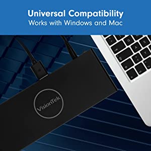 VisionTek VT4510 Dual Display 4K USB 3.0 & USB-C Docking Station with 100W Power Delivery (901484)