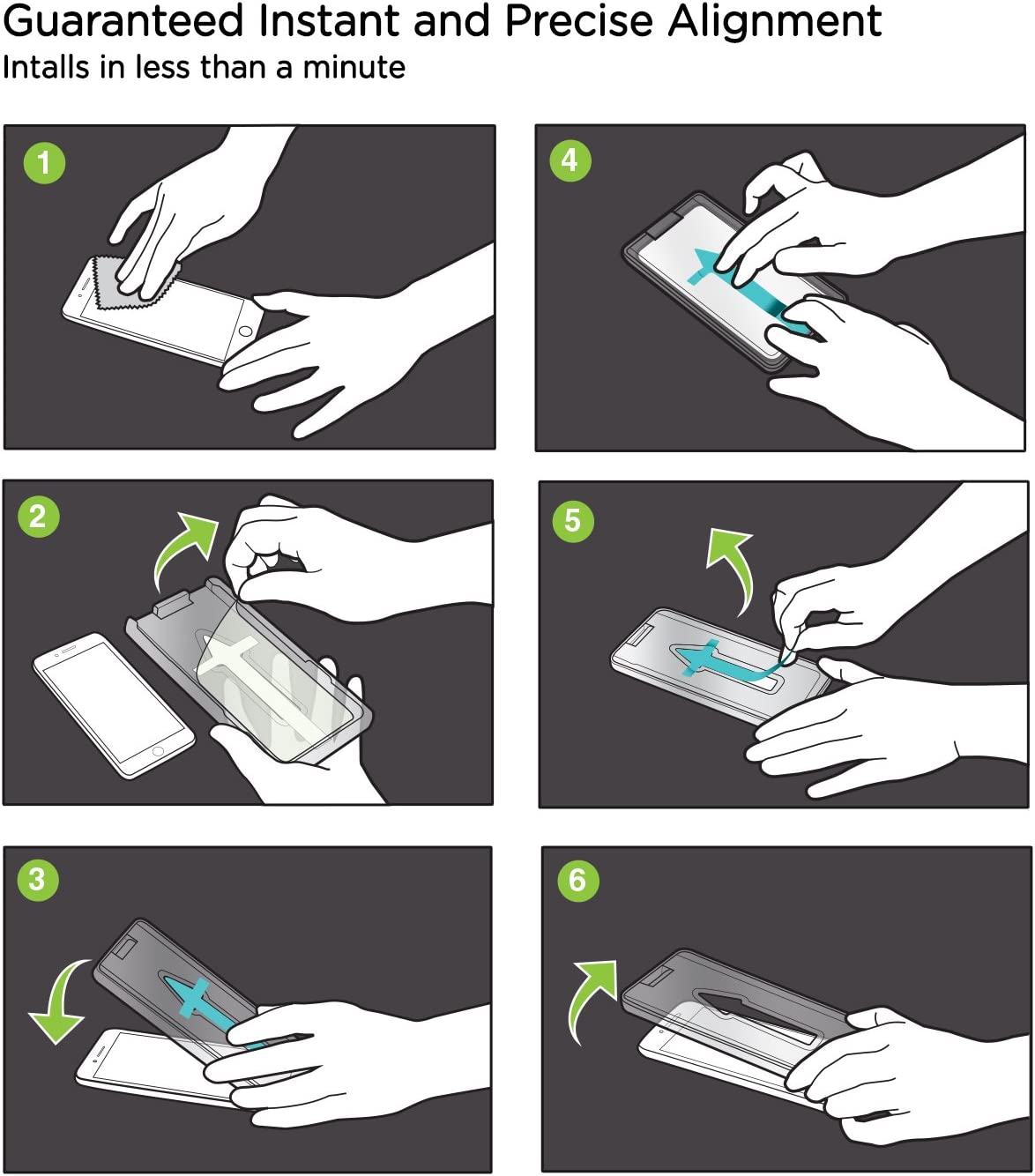 IOGEAR iPhone 7 Shatterproof Instant Align Screen Protector- 2 Pack