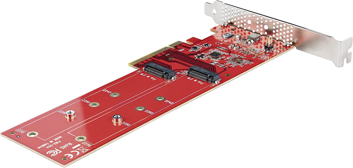 StarTech.com Dual M.2 PCIe SSD Adapter Card, PCIe x8 / x16 to Dual NVMe or AHCI M.2 SSDs, PCI Express 4.0, 7.8GBps/Drive, Bifurcation Required - Windows/Linux Compatible (DUAL-M2-PCIE-CARD-B)