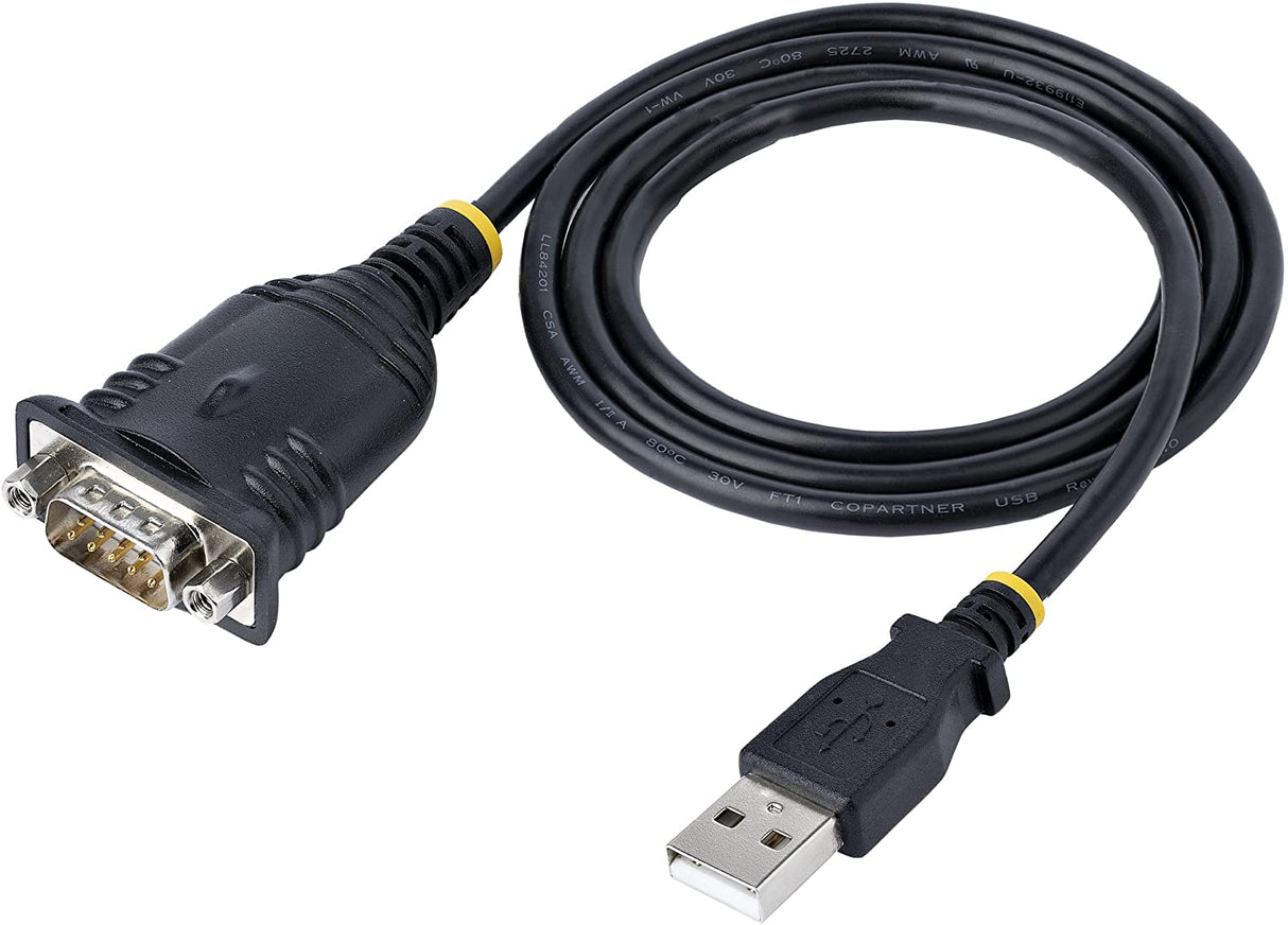 StarTech.com 3ft (1m) USB to Serial Cable, DB9 Male RS232 to USB Converter, Prolific IC, USB to Serial Adapter for PLC/Printer/Scanner/Switch, USB to COM Port Adapter, Windows/Mac (1P3FP-USB-SERIAL)
