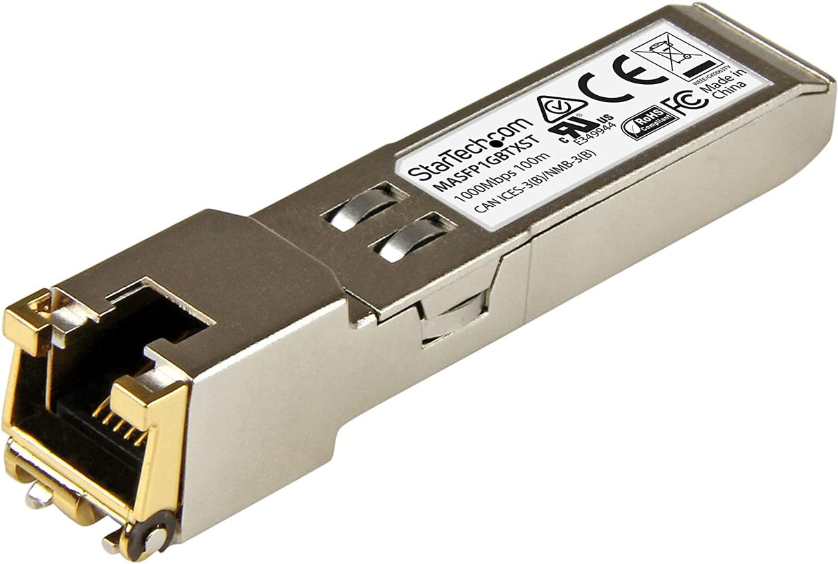 StarTech.com Cisco Meraki MA-SFP-1GB-TX Compatible SFP Module - 1000BASE-T - SFP to RJ45 Cat6/Cat5e - 10/100/1000 Mbps - RJ-45 100m - Cisco Meraki MS225, MX400, MS250 (MASFP1GBTXST)
