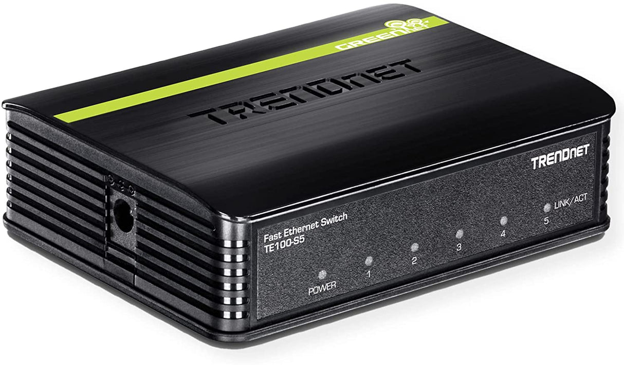 TRENDnet 5-Port Unmanaged 10/100 Mbps GREENnet Ethernet Desktop Plastic Housing Switch, 5 X 10/100 Mbps Ports, 1Gbps Switching Capacity, TE100-S5 5-Port Fast Ethernet