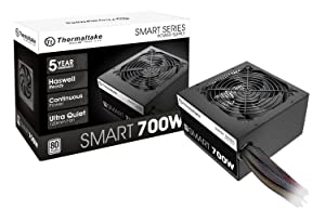 Thermaltake Smart 700W 80+ White Certified PSU, Continuous Power with 120mm Ultra Quiet Fan, ATX 12V V2.3/EPS 12V Active PFC Power Supply PS-SPD-0700NPCWUS-W 700W 80+ White Power
