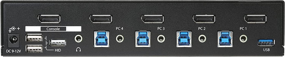 StarTech.com 4 Port DisplayPort KVM Switch - DP KVM Switch with Audio and Built-in USB 3.0 Hub for Peripherals - 4K 30Hz (SV431DPU3A2)