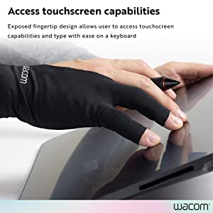Wacom Drawing Glove, Two-Finger Artist Glove for Drawing Tablet Pen Display, 90% Recycled Material, eco-Friendly, one-Size (1 Pack)