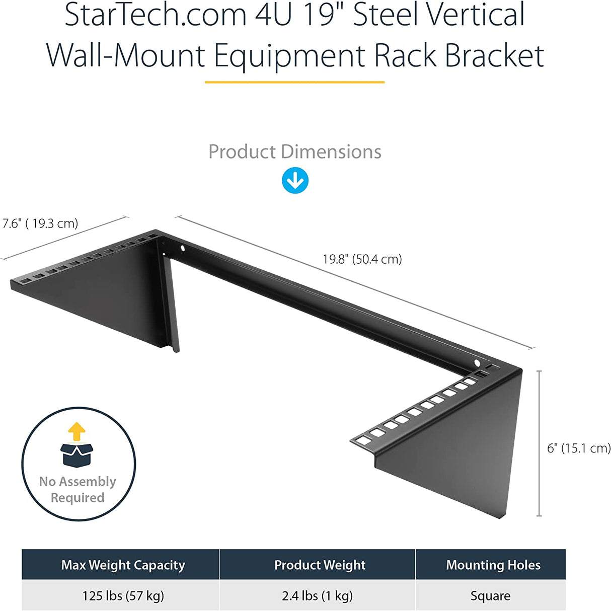 StarTech.com 4U Wall Mount Patch Panel Bracket - 19 inch Steel Vertical Mounting Rack for Network and Data Equipment (RK419WALLV) 4U Bracket