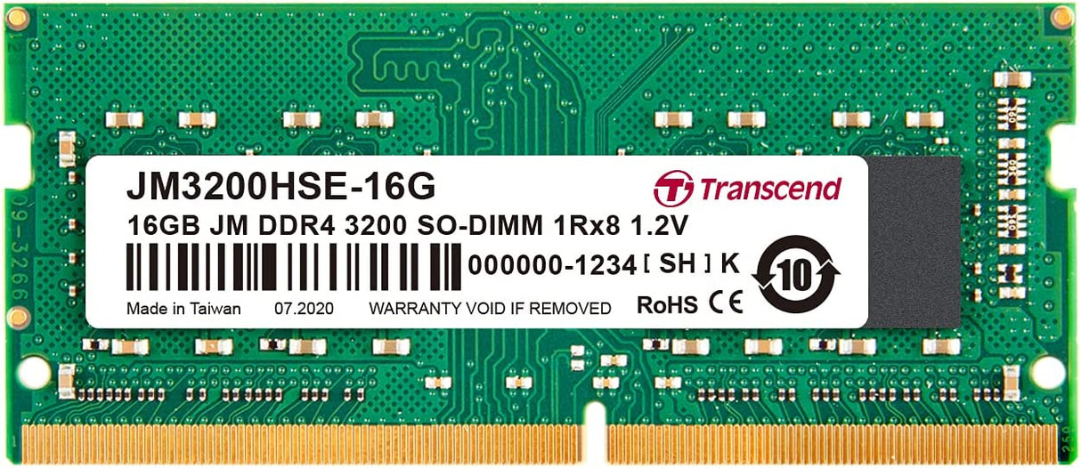 Transcend 16GB JM DDR4 3200Mhz SO-DIMM 1Rx8 2Gx8 CL22 1.2V (JM3200HSE-16G) 16GB_SODIMM(2GX8)