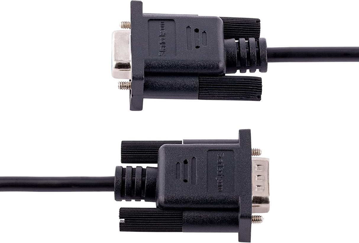 StarTech.com 3m RS232 Serial Null Modem Cable, Crossover Serial Cable w/Al-Mylar Shielding, DB9 Serial COM Port Cable Female to Male, Compatible w/DTE Devices, Black, F/M (9FMNM-3M-RS232-CABLE)