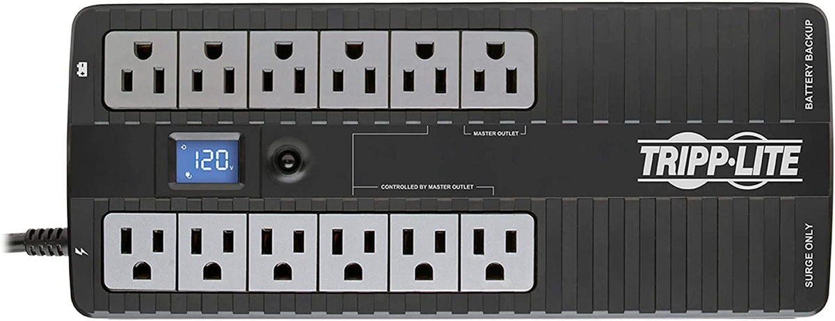 Tripp Lite 850VA UPS Battery Backup, LCD, 425W Eco Green, USB, RJ11, 12 Outlets, 3 Year Warranty & $100,000 Insurance (ECO850LCD), Black, 850 VA LCD