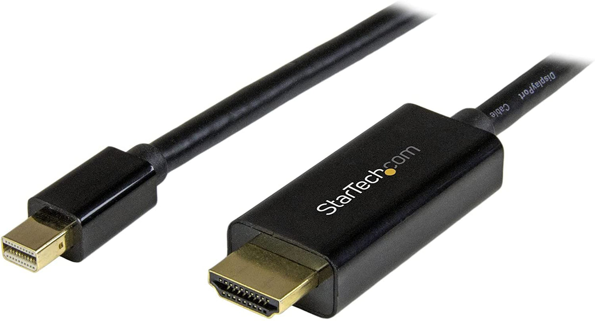 StarTech.com 3ft (1m) Mini DisplayPort to HDMI Cable - 4K 30Hz Video - mDP to HDMI Adapter Cable - Mini DP or Thunderbolt 1/2 Mac/PC to HDMI Monitor/Display - mDP to HDMI Converter Cord (MDP2HDMM1MB) 3 ft / 1 m Black