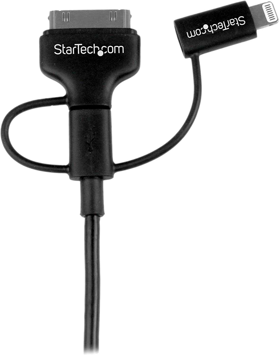 StarTech.com 1m 3 ft Black Apple 8-pin Lightning or 30-pin Dock Connector or Micro USB to USB Cable for iPhone iPod iPad - Charge & Sync (LTADUB1MB)