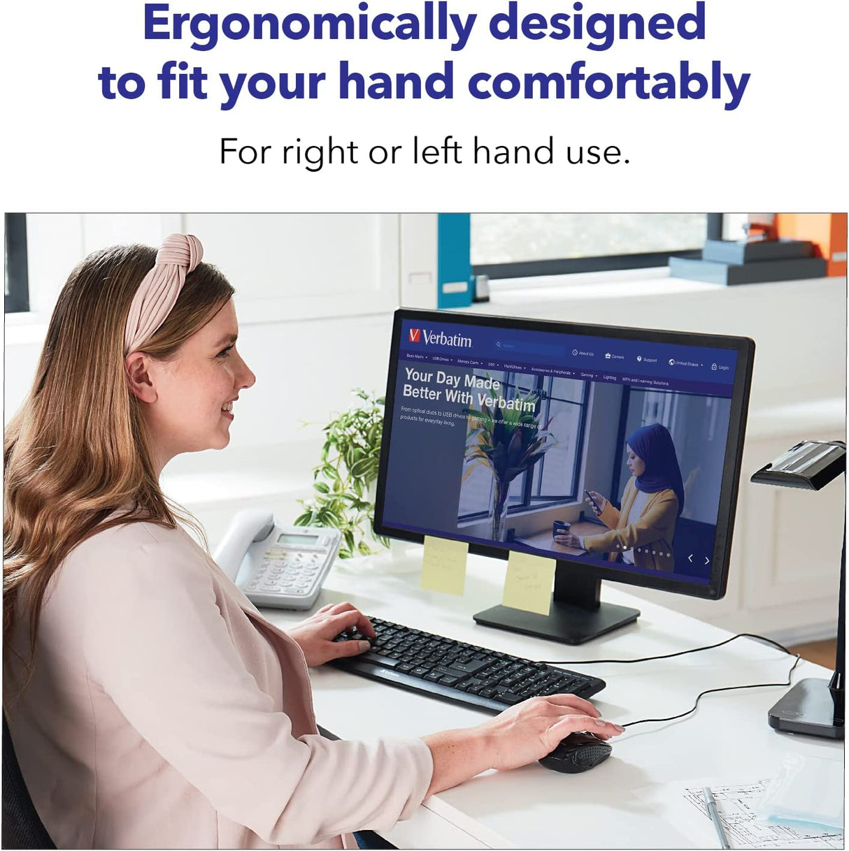 Verbatim Optical Mouse - Wired with USB Accessibility - Mac & PC Compatible - Blue, 1.4" x 2.4" x 3.9"