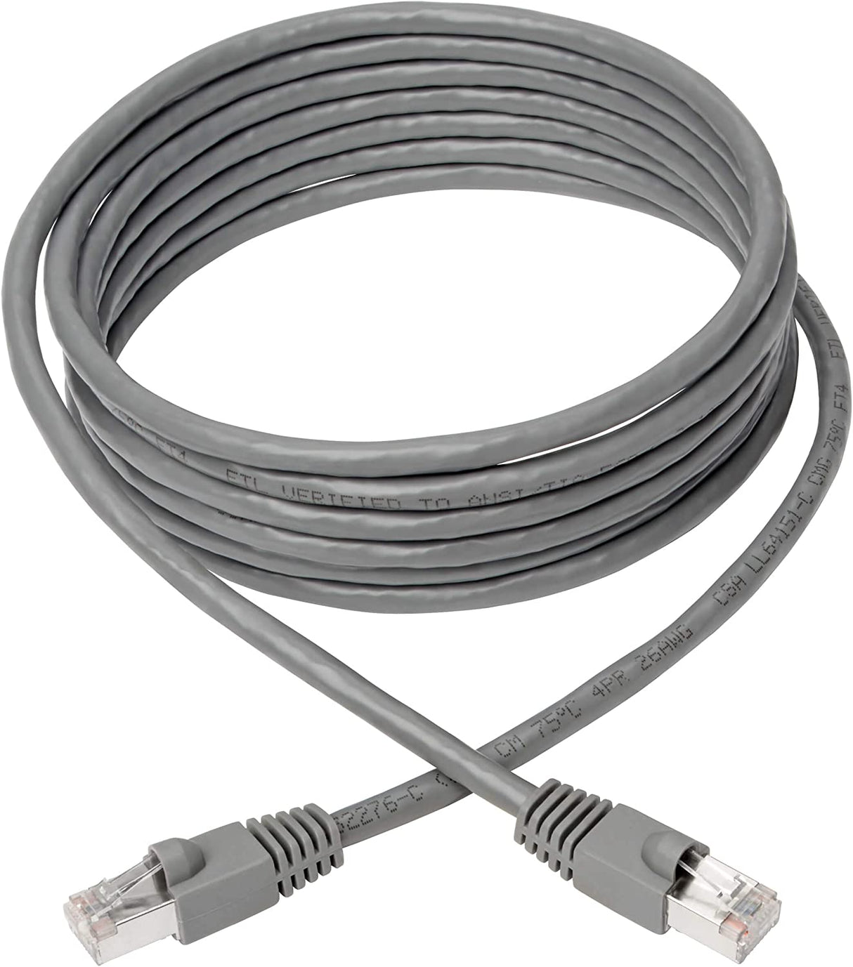 Tripp Lite Cat6a 10G Ethernet Cable, Snagless Molded STP Network Patch Cable (RJ45 M/M), Gray, 12 Feet / 3.6 Meters, Manufacturer's Warranty (N262-012-GY) Gray 12 Feet STP