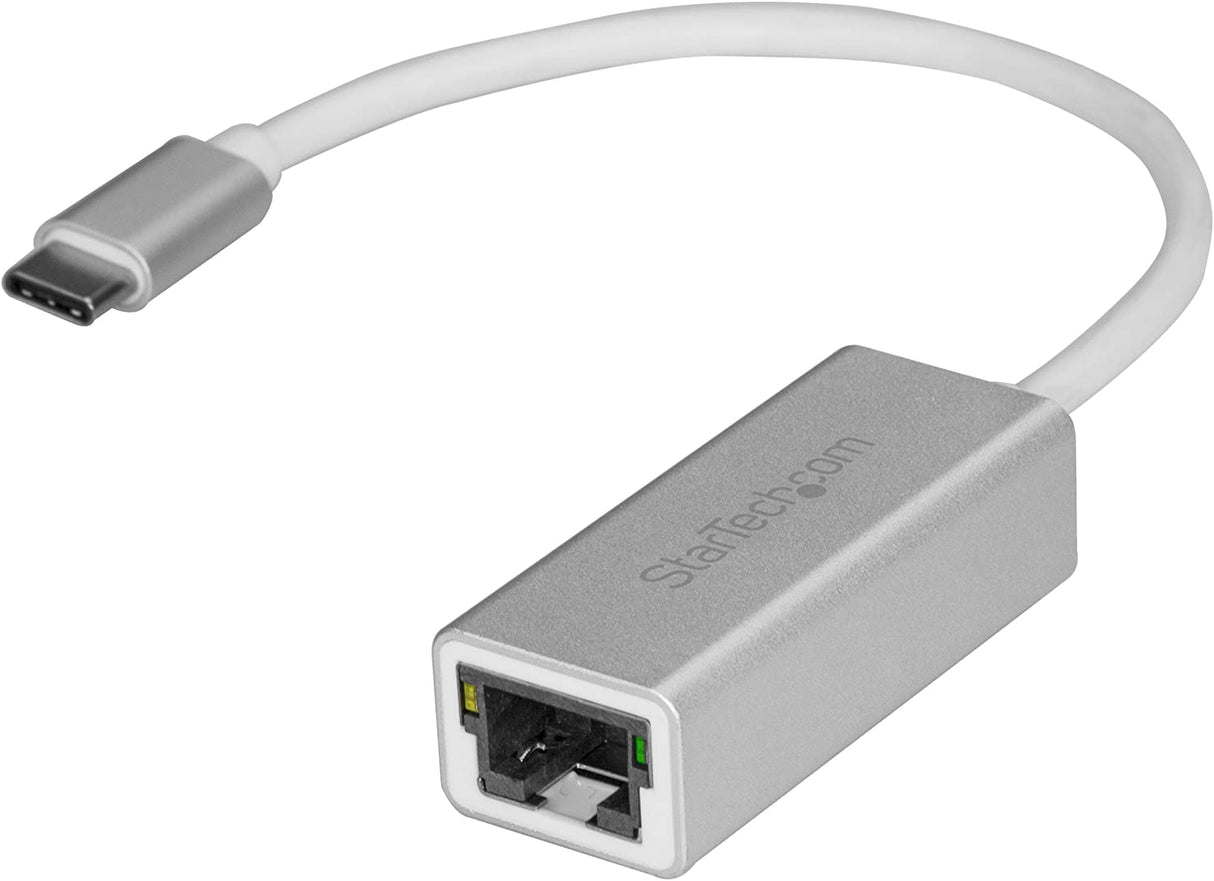 StarTech.com USB-C to Gigabit Ethernet Adapter - Aluminum - Thunderbolt 3 Port Compatible - USB Type C Network Adapter (US1GC30A) Silver
