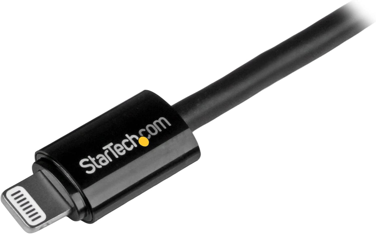 StarTech.com 3m (10ft) Long Black Apple® 8-pin Lightning Connector to USB Cable for iPhone / iPod / iPad - Charge and Sync Cable (USBLT3MB) 10ft Black