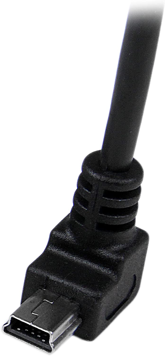 StarTech.com Down Angle Mini USB Cable - 2m - Black - USB A to Mini USB B - USB to Mini USB Cable - Mini USB Charger - USB A to Mini B (USBAMB2MD) 6 ft / 2m Down Angle