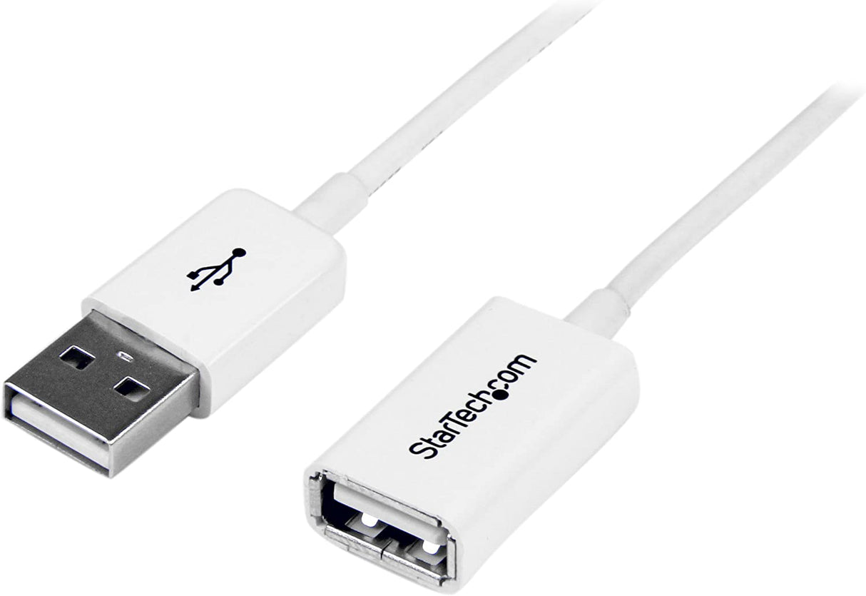StarTech.com 2m White USB 2.0 Extension Cable Cord - A to A - USB Male to Female Cable - 1x USB A (M), 1x USB A (F) - White, 2 meter (USBEXTPAA2MW) White 6ft
