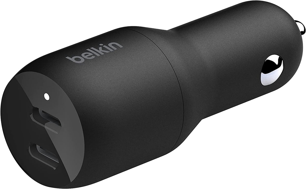 Belkin USB-C PD Car Charger 36W (Dual 18W USB-C Power Delivery Car Charger & USB-C to USB-C Cable, USB Type-C Cable (3.3ft/1m, Black Dual USB-C Charger + Cable, 3.3ft/1m