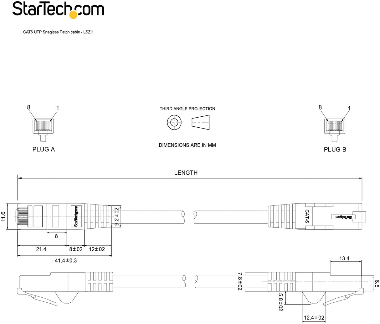 StarTech.com 7ft (2m) CAT6 Ethernet Cable - LSZH (Low Smoke Zero Halogen) - 10 Gigabit 650MHz 100W PoE RJ45 UTP Network Patch Cord Snagless w/Strain Relief - Black CAT 6, ETL Verified (N6LPATCH7BK) 7 ft Black