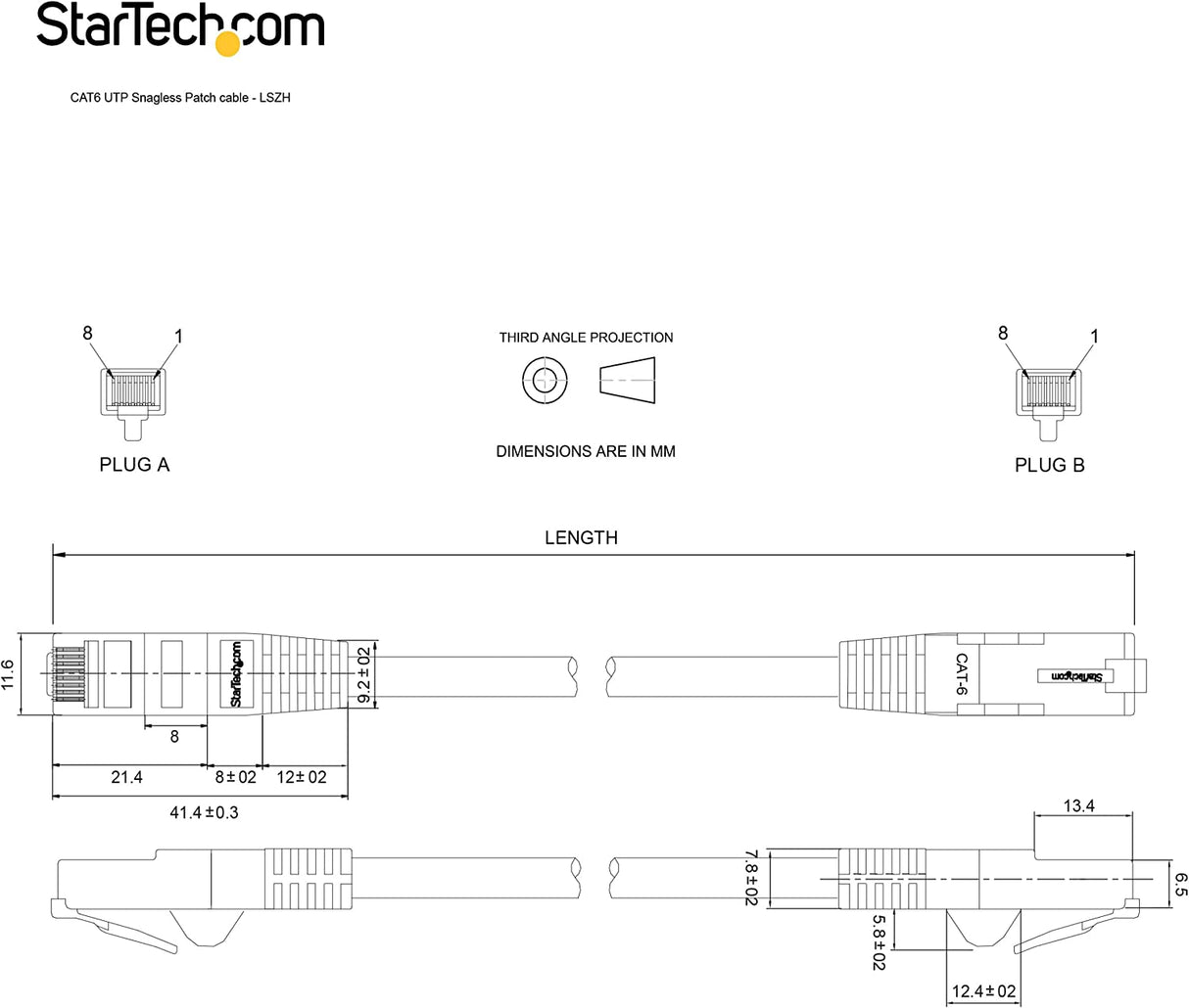 Startech 1ft (30cm) CAT6 Ethernet Cable - LSZH (Low Smoke Zero Halogen) - 10 Gigabit 650MHz 100W PoE RJ45 UTP Network Patch Cord Snagless w/Strain Relief - Black CAT 6, ETL Verified (N6LPATCH1BK) 1 ft Black