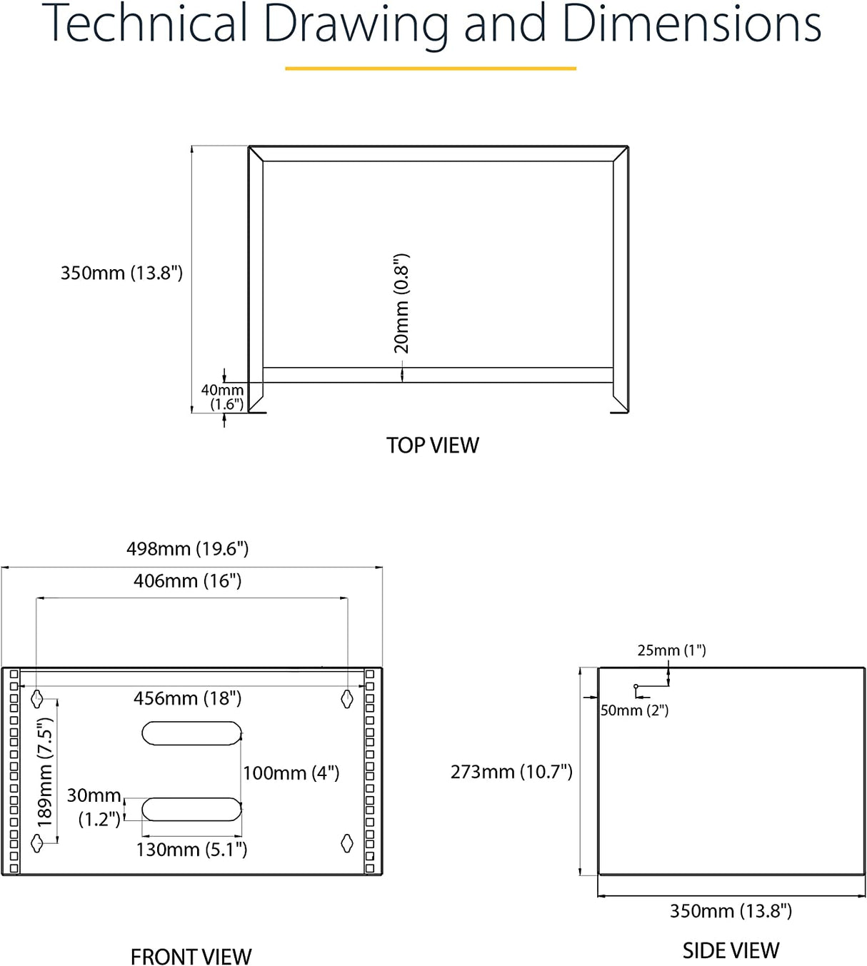 StarTech.com 6U Wall Mount Network Rack - 14 Inch Deep (Low Profile) - 19" Patch Panel Bracket for Shallow Server and IT Equipment, Network Switches - 44lbs/20kg Weight Capacity, Black (WALLMOUNT6) 6U Panel Bracket