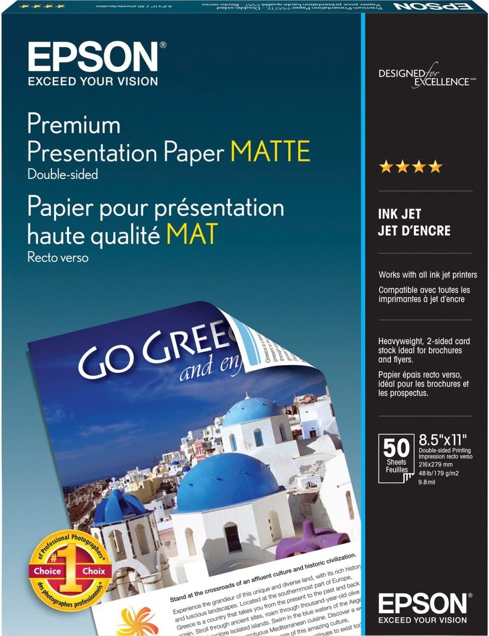 EPSON AMERICA S041568 DOUBLE SIDED MATTE PAPER 8.5 InchX 11 Inch