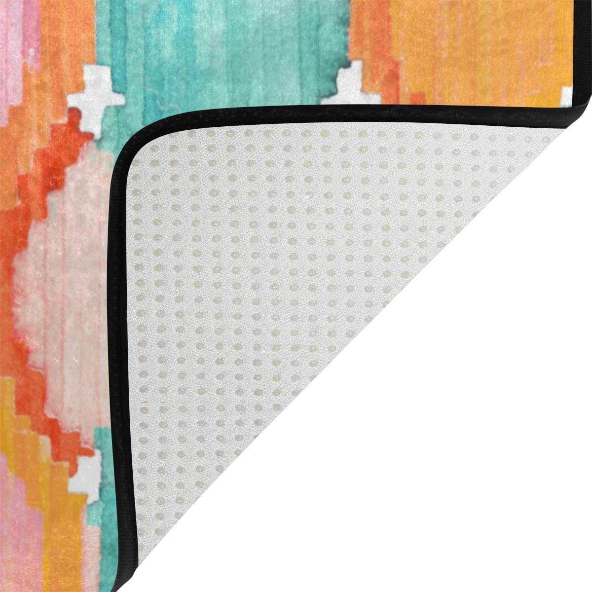 Gigabyte technology ZZCDD Area Rugs Vibrant Ethnic Rhombus Pattern Soft Floor Mats Modern Door Mat Anti-Skid Carpet for Bedroom Living Room Kitchen Room