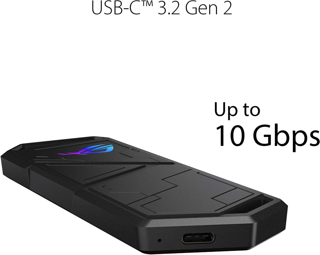 ASUS ROG STRIX Arion Aluminum Alloy M.2 NVMe SSD External Portable Enclosure Case Adapter, USB 3.2 Gen 2 Type-C (10 Gbps), USB-C to C and USB-C to A Cables, Fits PCIe 2280/2260/2242/2230 M Key/B+M Key