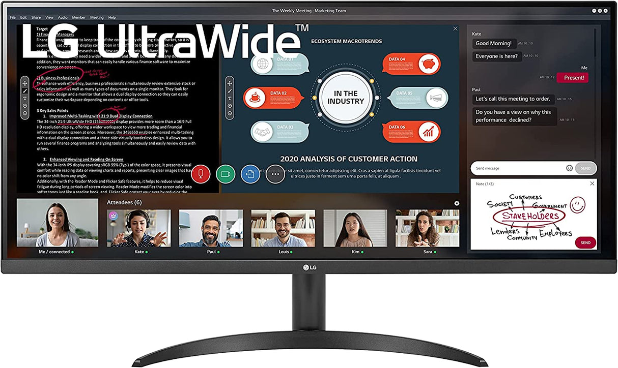 LG UltraWide 34WP500-B 34 Inch Full HD 5ms 75Hz IPS Wide Monitor, AMD FreeSync, Black