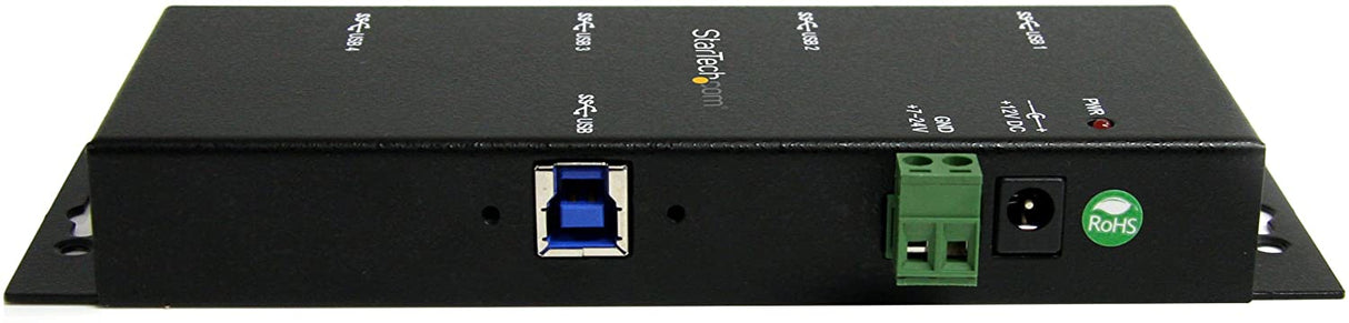 StarTech.com 4-Port USB 3.0 Hub - Metal Industrial USB-A Hub - Wall or Desk Mountable USB Data Hub - TAA Compliant USB Expander Hub (ST4300USBM)
