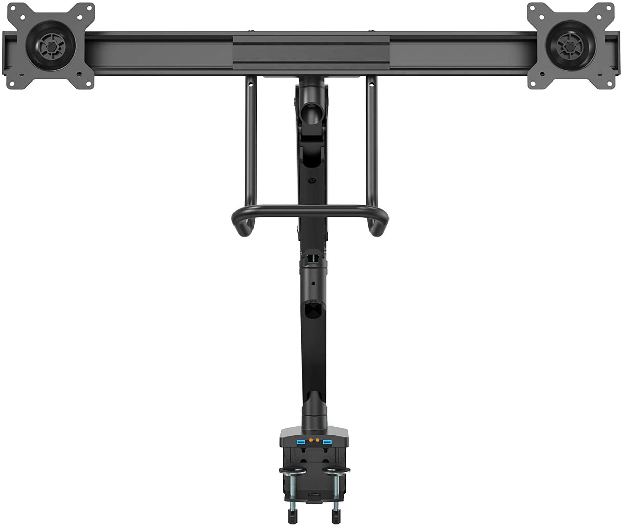 StarTech.com Desk Mount Dual Monitor Arm with USB & Audio - Slim Full Motion Adjustable Dual Monitor VESA Mount for up to 32" Displays - Ergonomic Articulating - C-Clamp/Grommet (ARMSLIMDUAL2USB3)