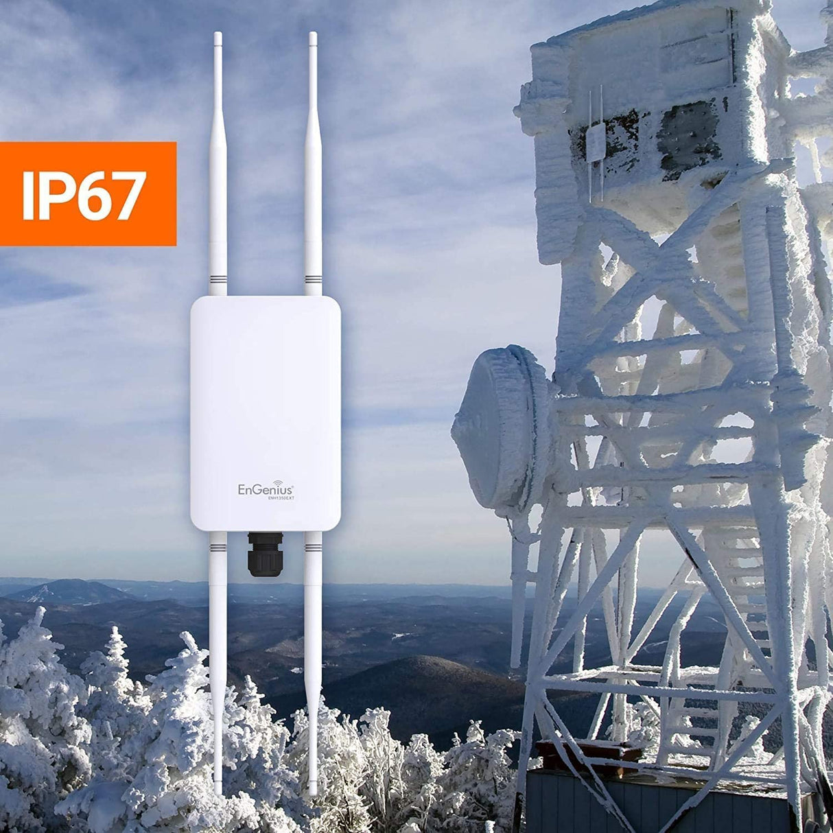 EnGenius Technologies ENH1350EXT Wi-Fi 5 AC1300 2x2 Dual-Band Outdoor Long Range Access Point/Range Extender/Bridge Features IP67 Rated, MU-MIMO, Fast Roaming (Mounting Kit & PoE Injector Included)