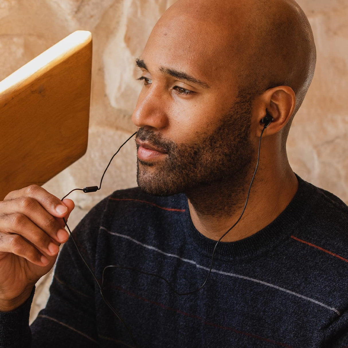 Panasonic ErgoFit Wired Earbuds, In-Ear Headphones with Microphone and Call Controller, Ergonomic Custom-Fit Earpieces (S/M/L), 3.5mm Jack for Phones and Laptops - RP-TCM125-K (Black) Black With Mic