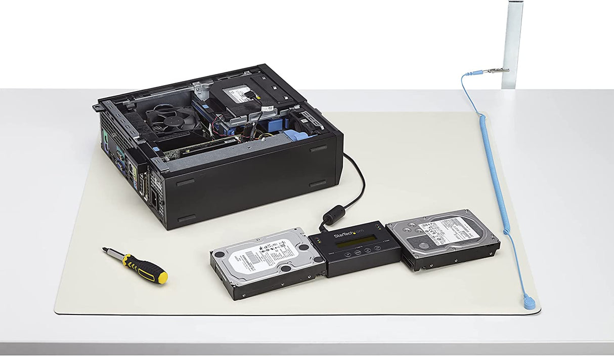 StarTech.com Anti Static Mat, ESD Mat for Electronics Repair, Anti Static Table/Desk Mat w/Detachable Grounding Wire, ANSI/ESD S 4.1, Flexible Thermoplastic Work Pad, 11x18in (SM-Anti-Static-MAT)