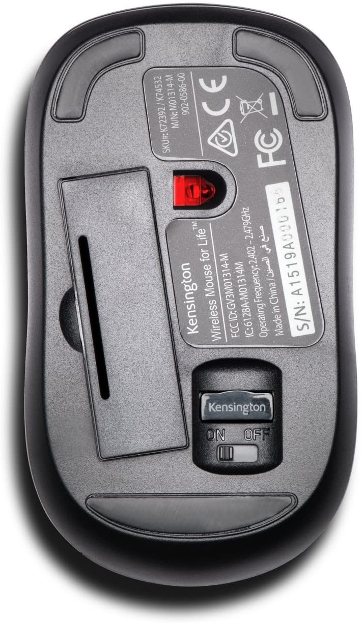 Kensington Silent Mouse-for-Life Wireless USB Mouse - Black (K72392US)